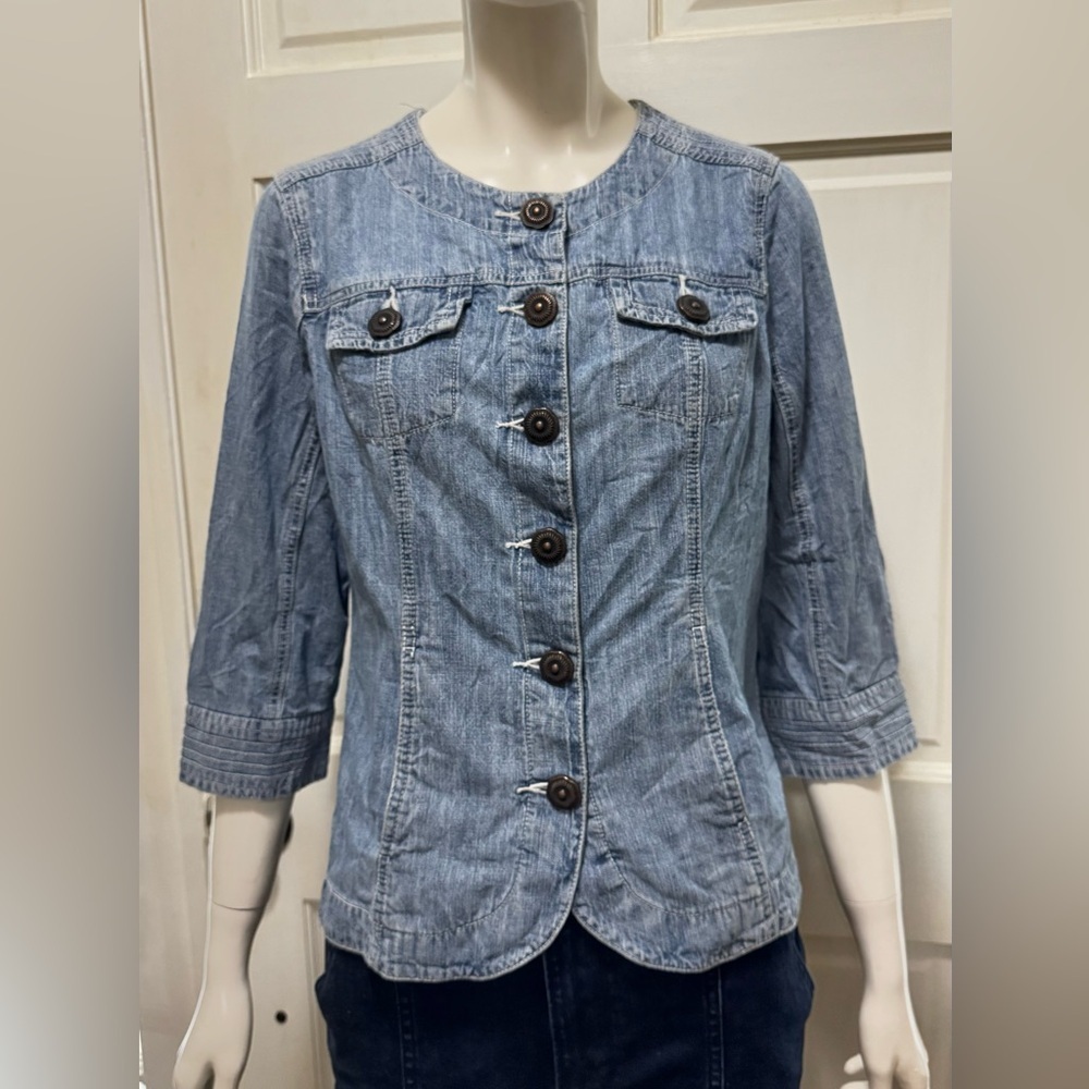 Christopher & Banks 100%Cotton Light Blue Jean Jacket Size Small